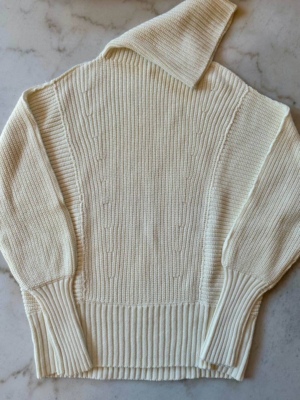 Free People Oversized Slouchy Cream Cable-Knit Turtleneck Sweater